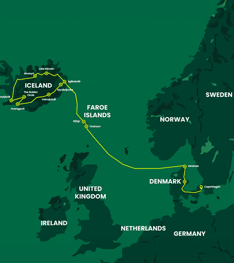 Faroe and Iceland Route Map
